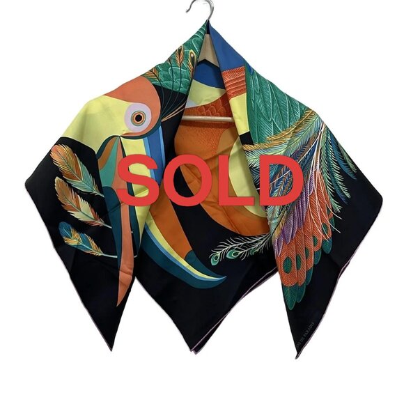 HERMES Carre 90 Black Multicolor Scarf 529-071225 - Picture 1 of 6